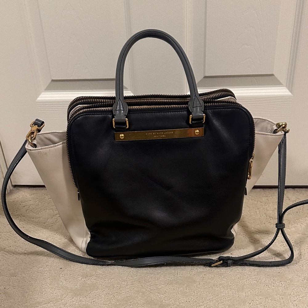 Marc By Marc Jacobs Black and Cream Satchel